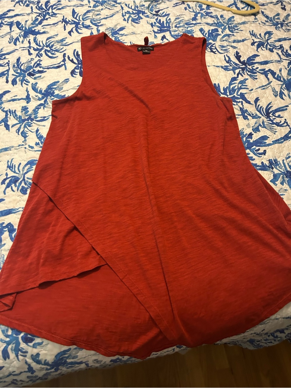 new directions Red Sleeveless Asymmetrical Layered Tunic Top